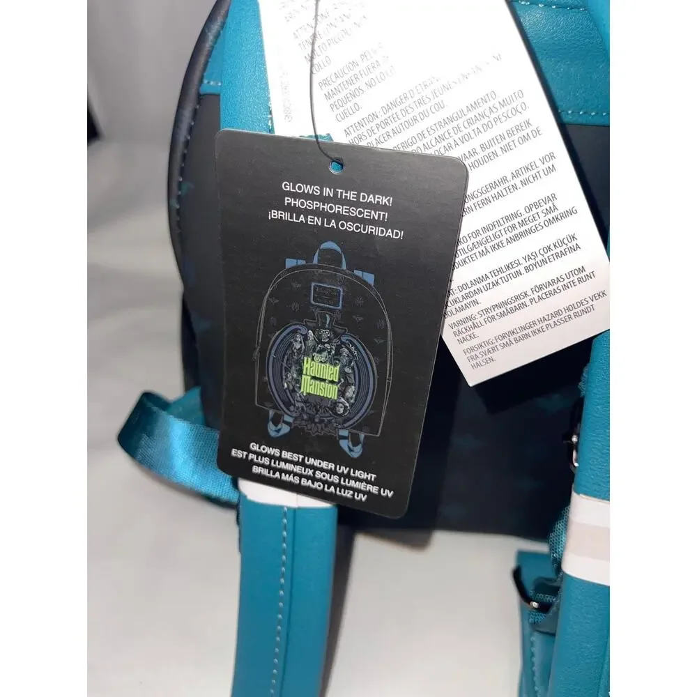 Loungefly Disney Haunted Mansion Glow in the Dark Mini Backpack Teal Black NWT